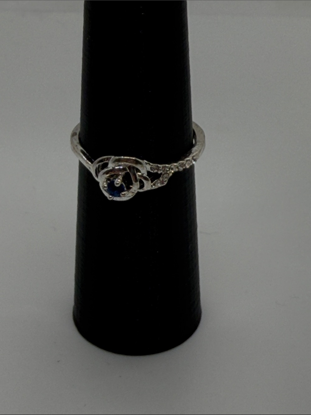 Delicate Silver Ring with Blue Accent size 10